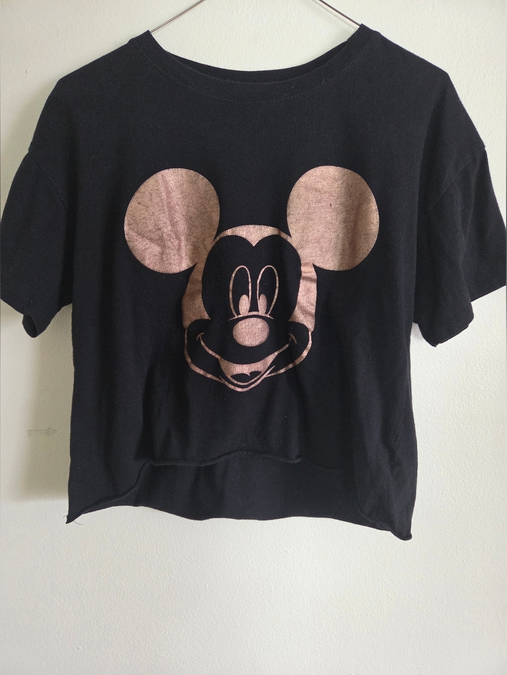 Mickey Mouse Disney Girls Black & Gold Graphic T-Shirt Short Sleeve Size Medium